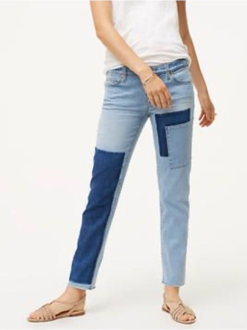 LOFT Size 29/8 Color-block Patchwork Relaxed Straight Boyfriend Fit Jeans